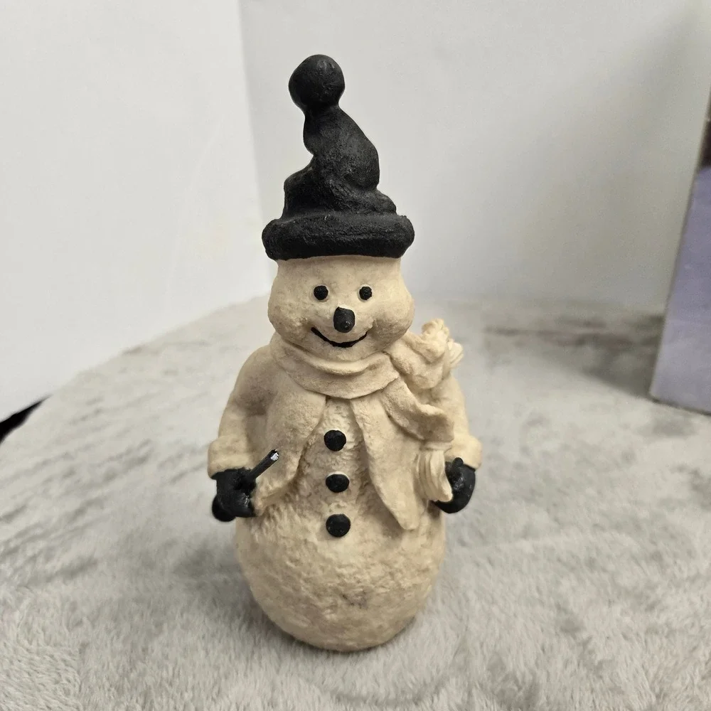 Holiday by Kirklands Snowman Figurine Trio Set Cream Black Resin Winter Decor